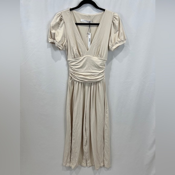 Susana Monaco Short Sleeve V-Neck Jumpsuit in Blanched Almond - Picture 1 of 7
